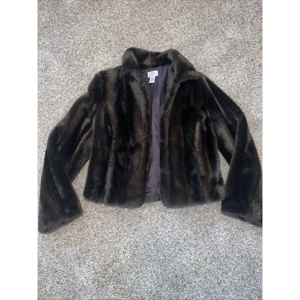 Ann Taylor Loft Faux Fur Jacket Brown Woman’s Size 8 Warm